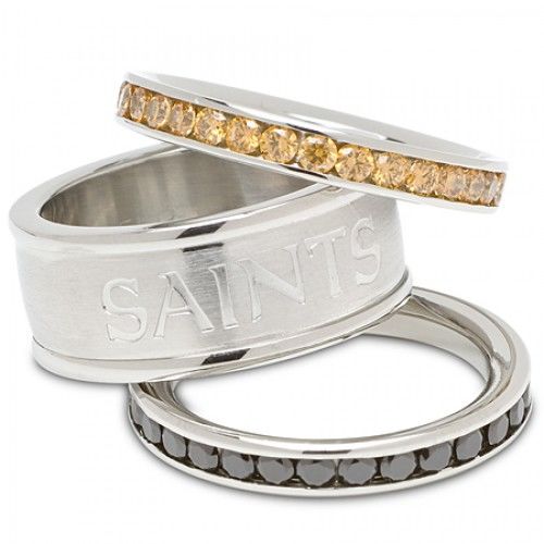 Stainless Steel New Orleans Saints Team Logo Ring Set