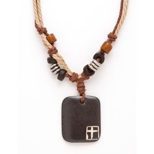 Leathercord Cross Necklace Case Pack 12