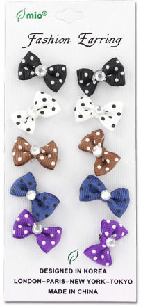 5-Pack Polka Dot Bow Earrings Case Pack 24