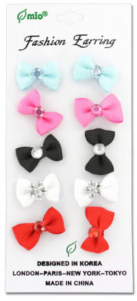 5-Pack Earrings: All Bows Black/White/Red Case Pack 24