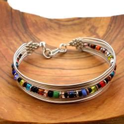 Silverplated Wire and Bead Bracelet