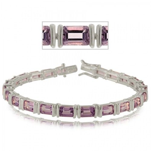 Tennis Bracelet W/ Amethyst Gem in Sterling Silver New