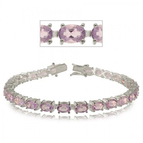 Oval Tennis Bracelet W/ Amethyst in Sterling Silver