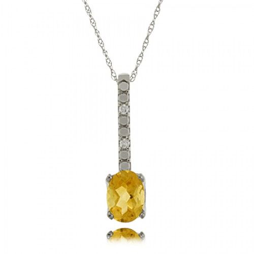 Citrine Pendant in 10k White Gold with Diamond Drop