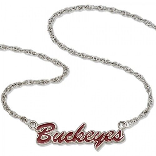 Enamel Ohio State University Buckeyes Script Necklace