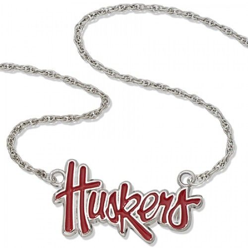 Silver University of Nebraska Huskers Script Necklace