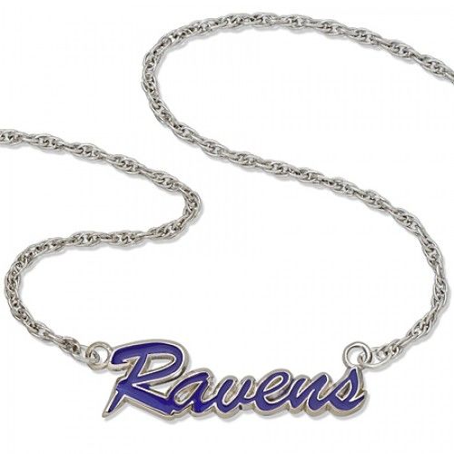 Nfl Baltimore Ravens Script Necklace Enamel & Silver