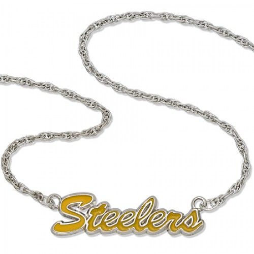 Nfl Pittsburgh Steelers Script Necklace Enamel & Silver