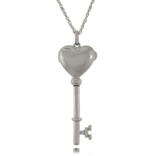 Heart Locket Sterling Silver Key Pendant Keepsake - New