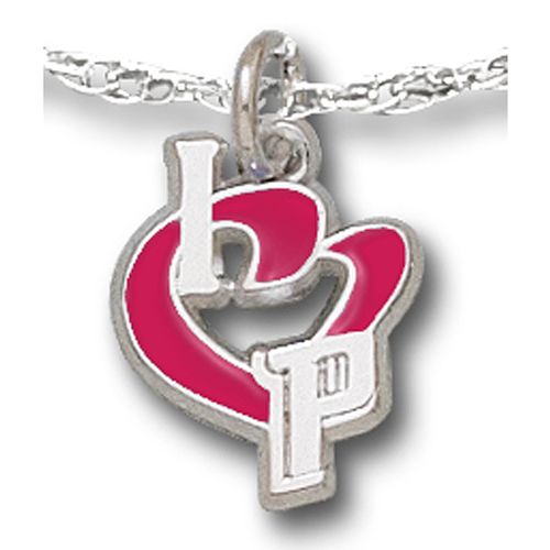 Sterling Silver I Heart Pistons Enamel Pendant - Nba Detroit Pistons