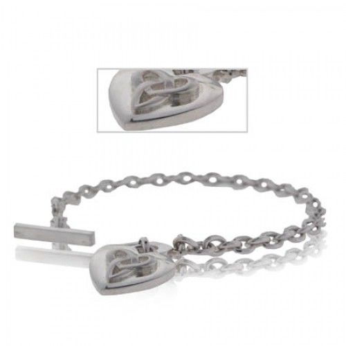 Heart Trinity Knot Charm Bracelet Silver Toggle Ladies