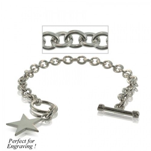 Sterling Silver Bracelet W/ Toggle Clasp and Star Charm