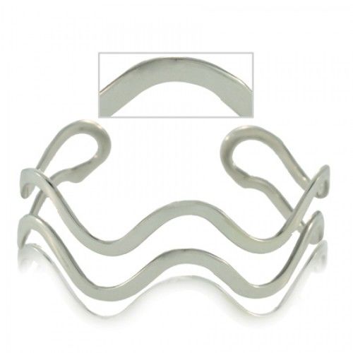 Sterling Silver Cuff Bracelet Ladies Adjustable Waves