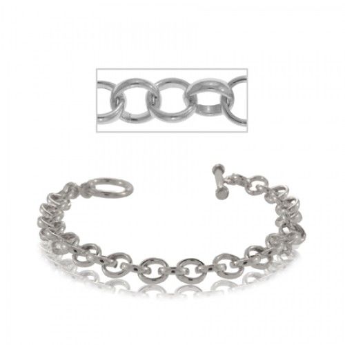 Charm Bracelet Sterling Silver W/ Thick Toggle Clasp