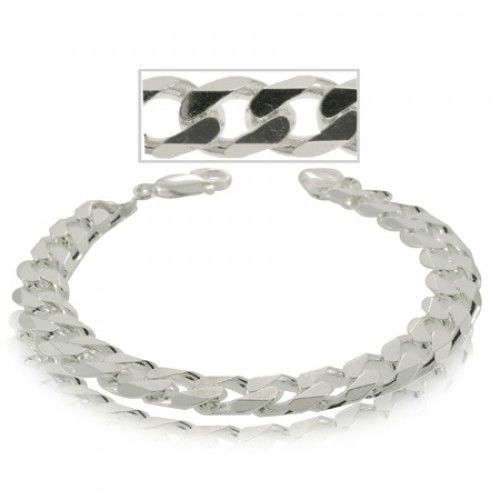 Gents Sterling Silver Bracelet Beveled Curb Link New