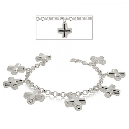Christian Cross Bracelet in Sterling Silver - Charm