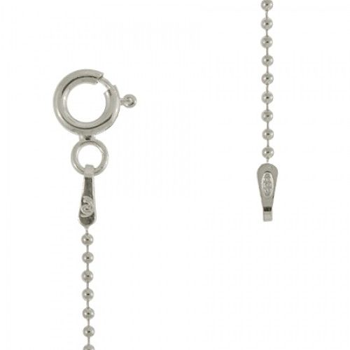 Sterling Silver Necklace with Beaded Chain Design - New