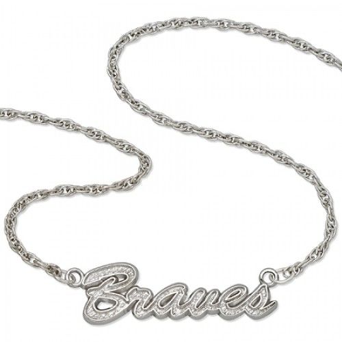 Mlb Atlanta Braves Script Necklace Sterling Silver
