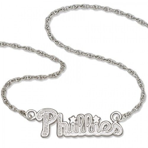 Mlb Philadelphia Phillies Script Necklace 925 Silver