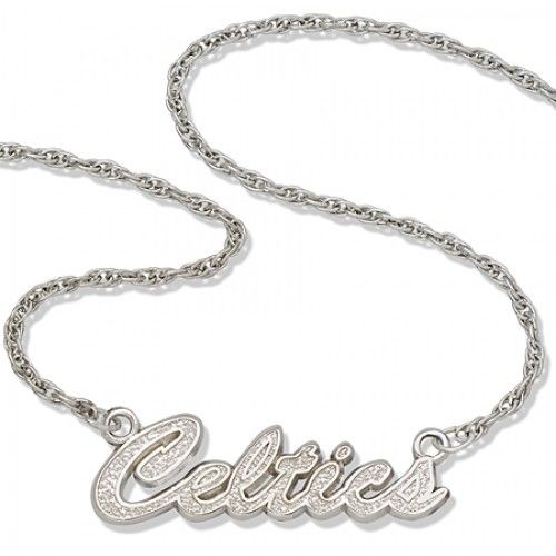 Nba Boston Celtics Script Necklace Sterling Silver