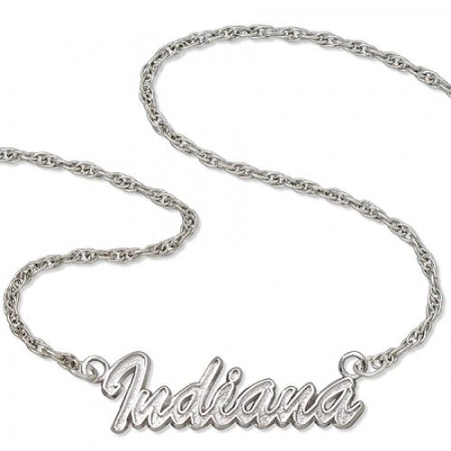 Silver Indiana University Hoosiers Script Necklace