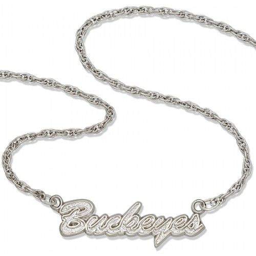 Silver Ohio State University Buckeyes Script Necklace