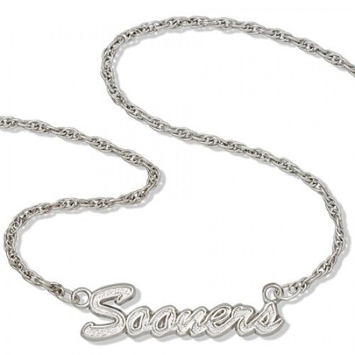 Silver University of Oklahoma Sooners Script Necklace