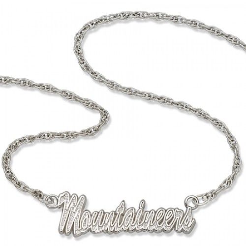 Silver West Virginia Univ. Mountaineers Script Necklace