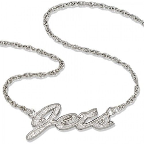 Nfl New York Jets Script Necklace Sterling Silver
