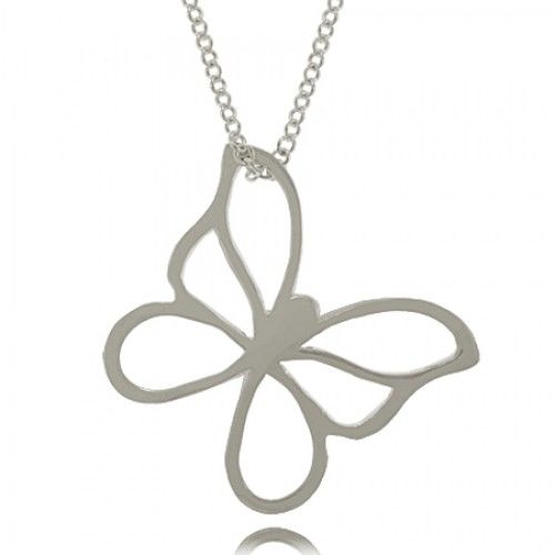 Sterling Silver Butterfly Pendant with Cable Chain