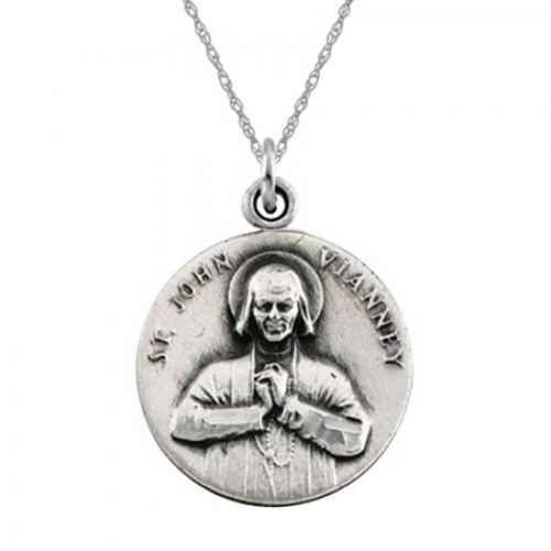 St John Vianney Pendant Medal - Sterling Silver
