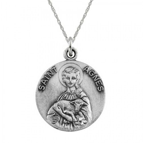 St. Agnes Pendant Medal - Sterling Silver