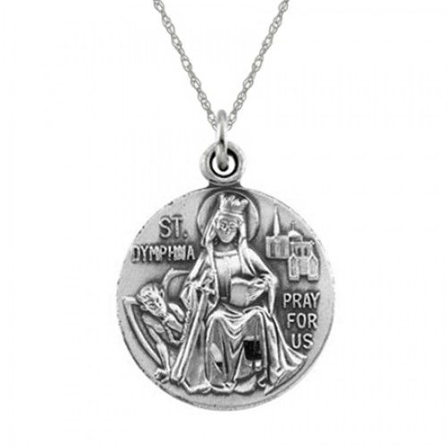 St. Dymphna Pendant Medal - Sterling Silver