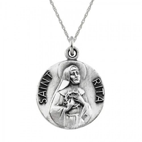 St. Rita Pendant Medal - Sterling Silver