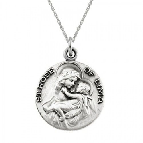 St. Rose Pendant Medal - Sterling Silver