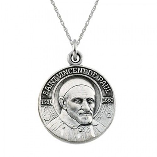 St. Vincent De Paul Pendant Medal - Sterling Silver