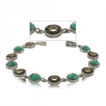 Turquoise Bracelet Marcasite Silver Circle of Life Link