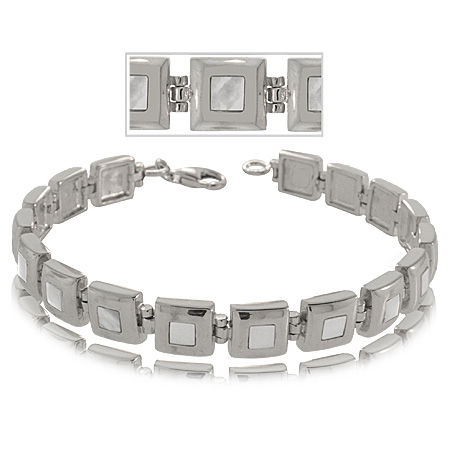 Sterling Silver Bracelet Mother of Pearl Modern Design