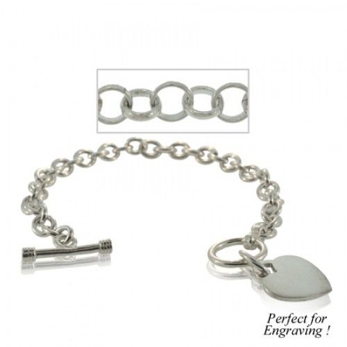 Ladies' Sterling Silver Engraveable Heart Charm Bracelet