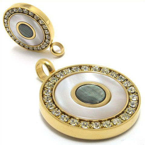 Woman's Diamond Engraved Circular Pendant Necklace