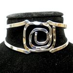 Silver Hammered Rectangular Spiral Cuff Bracelet