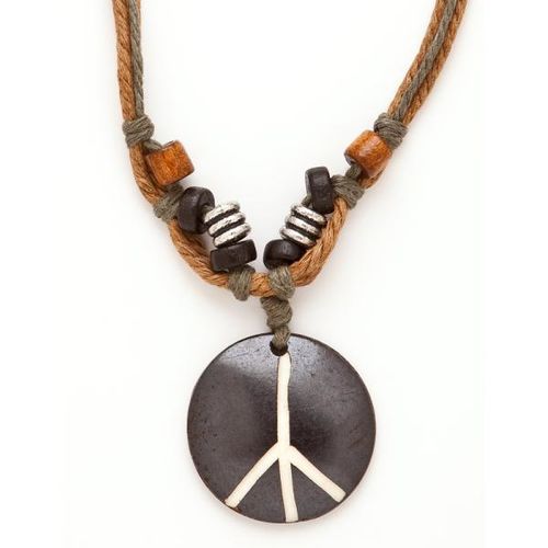 Leather Cord Peace Necklace Case Pack 12