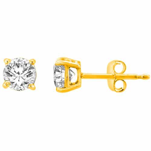 10K Yellow Gold Round Diamond Stud Earrings (4/5 cttw, F-G Color, VS Clarity)