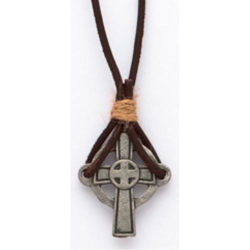 18"" Genuine Leather Cord Cross Necklace Case Pack 12