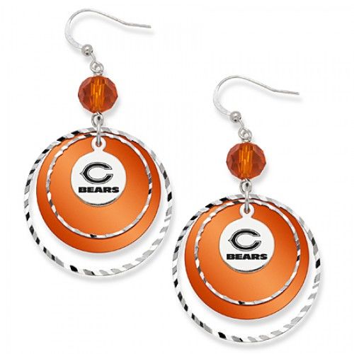 Chicago Bears Game Day Earrings W/ Orange Bead
