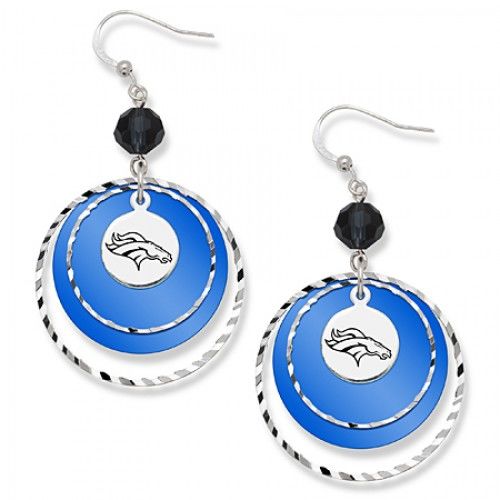 Denver Broncos Game Day Earrings W/ Black Bead