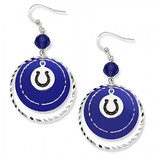 Indianapolis Colts Game Day Earrings W/ Blue Bead
