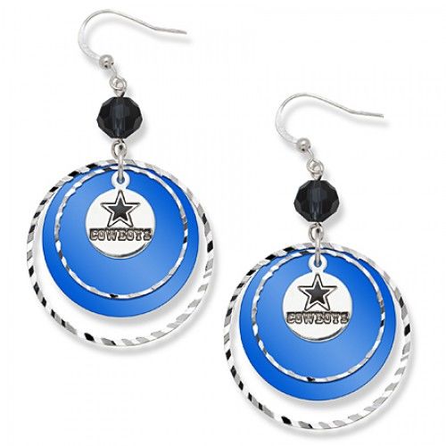 Dallas Cowboys Game Day Earrings W/ Black Bead