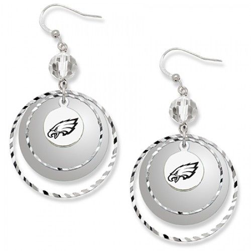 Philadelphia Eagles Game Day Earrings W/ White Bead