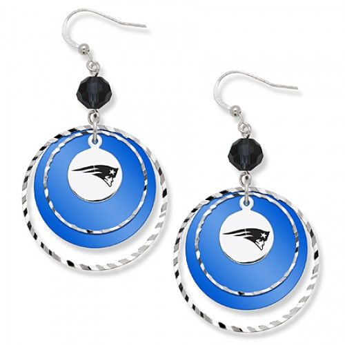 New England Patriots Game Day Earrings W/ Black Bead